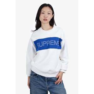 Supreme White/Blue Cotton  Zig Zag Stitch Panel Crewneck Sweater Size S